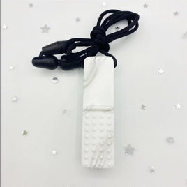 Textured Block Chew White with Safety Necklace