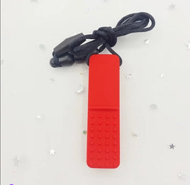 Textured Block Chew Red with Safety Necklace